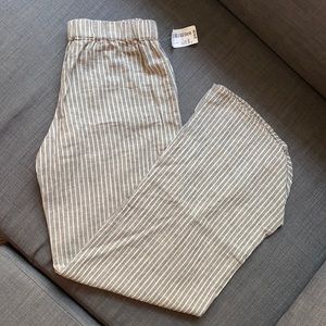 Linen drawstring striped pants
